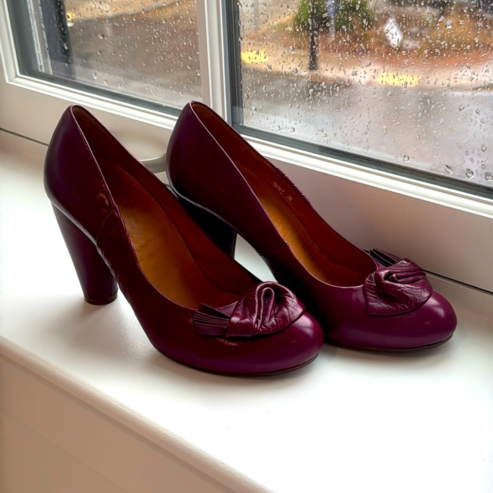 Burgundy Leather Chie Mihara “Made in Spain” Heels - Size 38